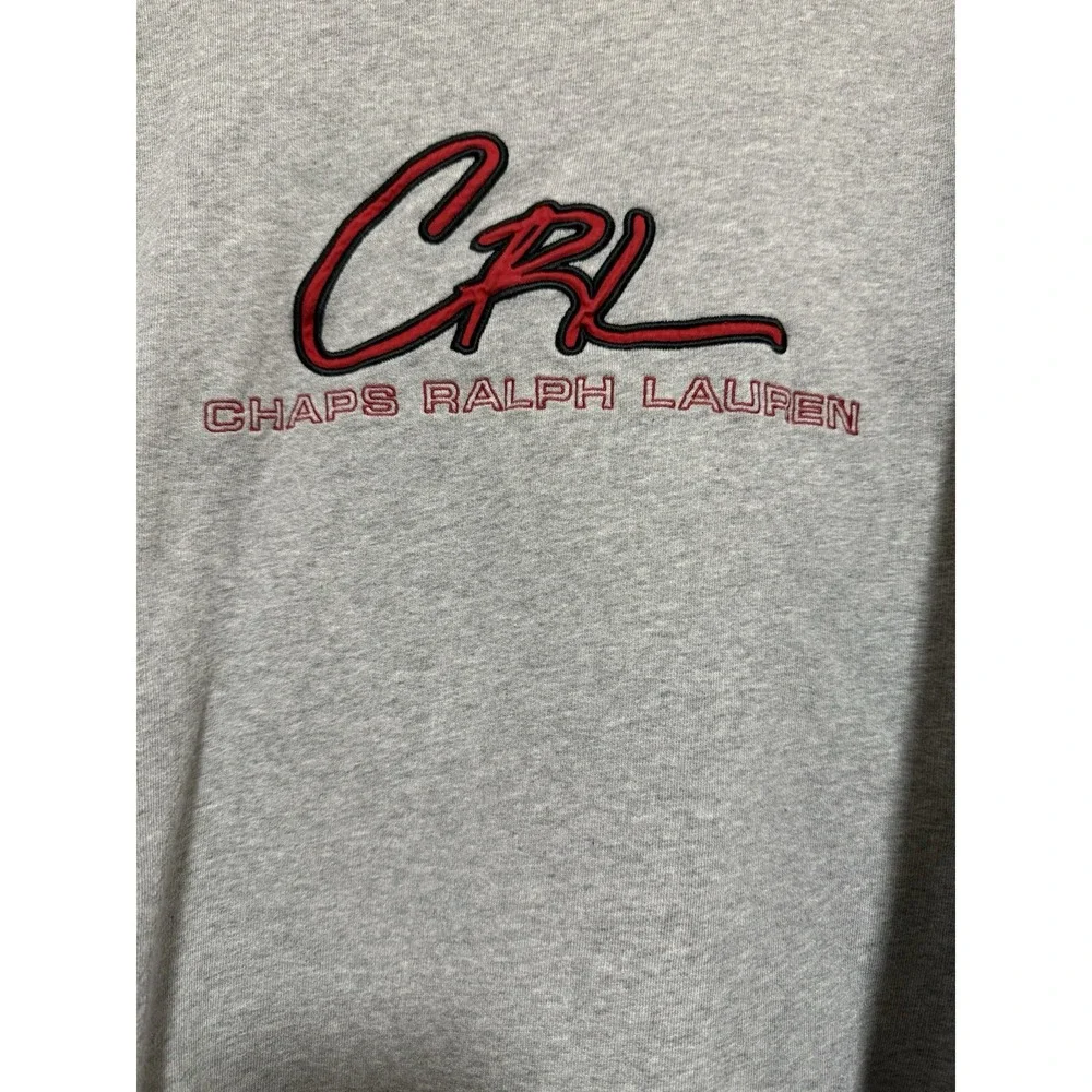 VINTAGE CHAPS RALPH LAUREN XXL GRAY MEN RED LOGO PULLOVER‎ SWEATSHIRT - Picture 3 of 5